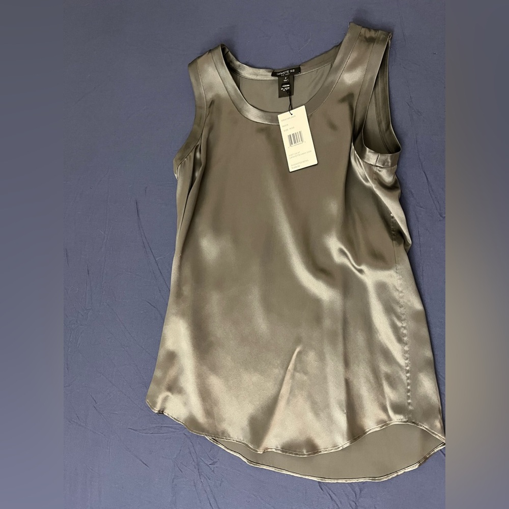 BOGO! Lafayette 148 New York Dark Grey Silk Sleeveless Blouse/Tank